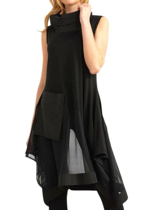 Joseph Ribkoff Tops - Joseph Ribkoff Black Sleeveless Mock Neck Tunic Top Pocket Size 10